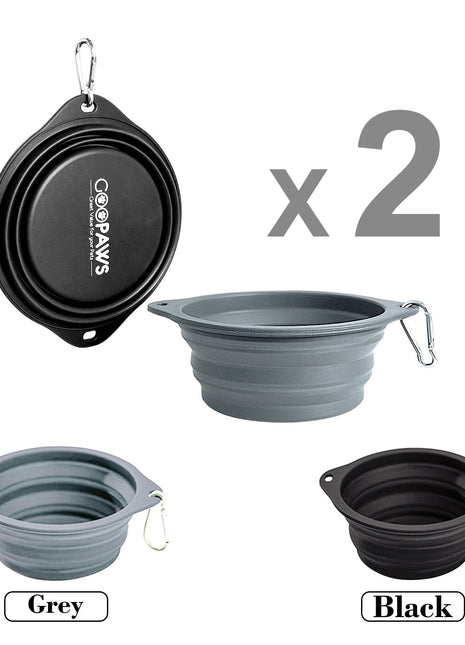 GOOPAWS 2 Pack Silicone Non-Skid Travel Dog and Cat Bowl - Pup List