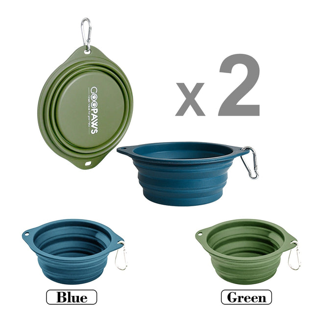 GOOPAWS 2 Pack Silicone Non-Skid Travel Dog and Cat Bowl - Pup List