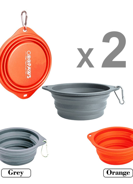GOOPAWS 2 Pack Silicone Non-Skid Travel Dog and Cat Bowl - Pup List