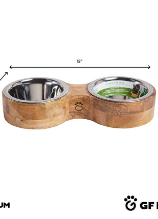 Wood & Metal Feeder Double Diner