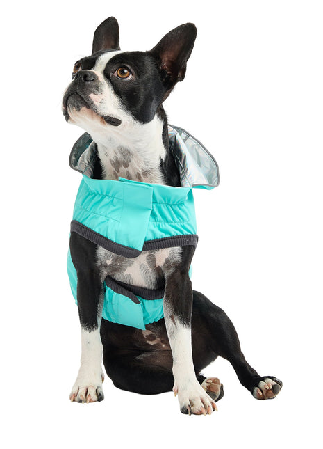 Reversible Raincoat - Neon Aqua with Iridescent