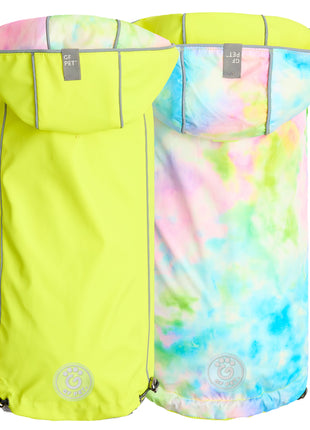 Reversible Raincoat - Neon Yellow with Tie Dye
