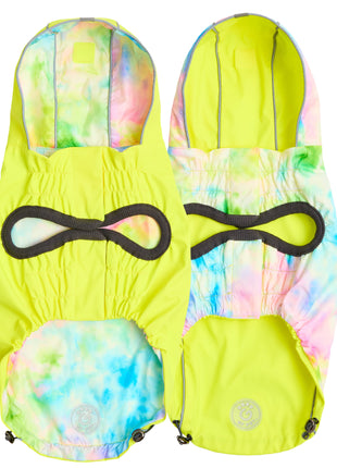 Reversible Raincoat - Neon Yellow with Tie Dye