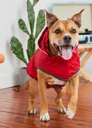 Reversible Elasto-Fit Raincoat - Red/Red