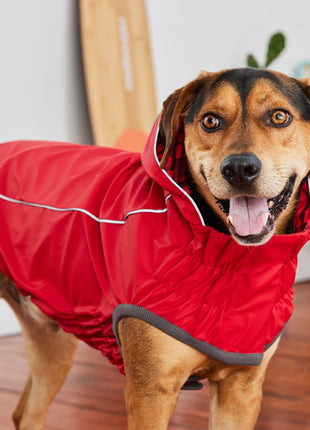 Reversible Elasto-Fit Raincoat - Red/Red