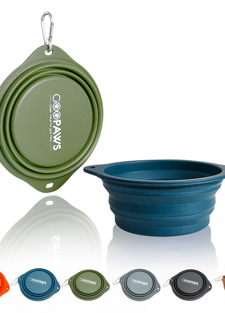 GOOPAWS 2 Pack Silicone Non-Skid Travel Dog and Cat Bowl - Pup List