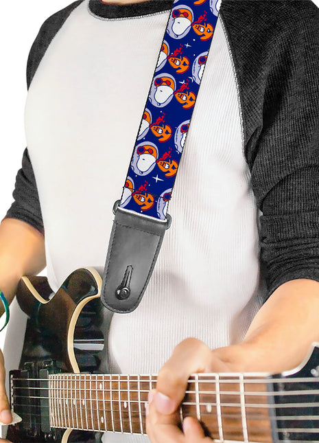 Guitar Strap - Peanuts Astronaut Snoopy Walking Pose Scattered Blue/Orange