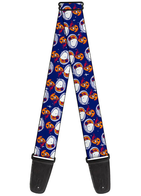 Guitar Strap - Peanuts Astronaut Snoopy Walking Pose Scattered Blue/Orange