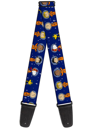 Guitar Strap - Peanuts Gang Astronauts Standing Poses Stars Blue/White