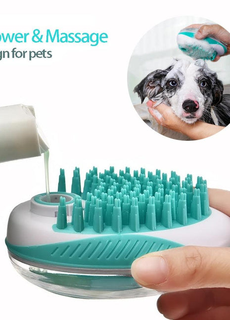 Pet Bath Brush 2-in-1 Pet Massage Comb Soft Silicone & Shampoo Dispenser