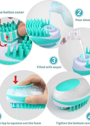 Pet Bath Brush 2-in-1 Pet Massage Comb Soft Silicone & Shampoo Dispenser
