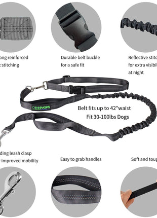 GOOPAWS No Pull Hands-Free Bungee Dog Leash for Hiking and Running, Jespet Reflective Leash - Pup List