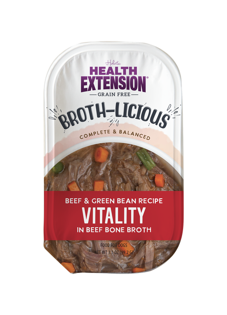 Broth-Licious Beef & Green Bean in Bone Broth -Vitality Recipe for Adult Dogs
