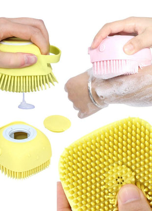 Pet Bath Brush 2-in-1 Pet Massage Comb Soft Silicone & Shampoo Dispenser