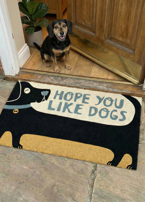 Hope You Like Dogs Entryway Indoor/Outdoor Rug | 34" x 20" | Slip-Resistant Backing