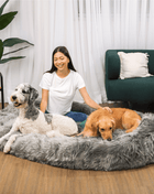 PupCloud™ Human-Size Faux Fur Memory Foam Dog Bed - Charcoal Grey