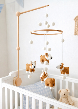 Felt Corgi Dog Baby Mobile - Pup List
