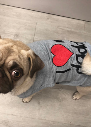 Parisian Pet 'I Love Daddy®' Lightweight Pet T-Shirt – Stylish Dog Clothing for Small Dogs & Cats, Gray