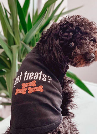 Parisian Pet 'Got Treats?' Novelty Dog Apparel – Fun Embroidered Pet Wear for Dogs & Cats, Black