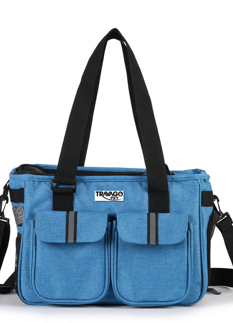 TRAVAGO PET Collapsible Airline Travel Pet Carrier Bag, Portable Small Animal Carrier, Blue, 16'' - Pup List