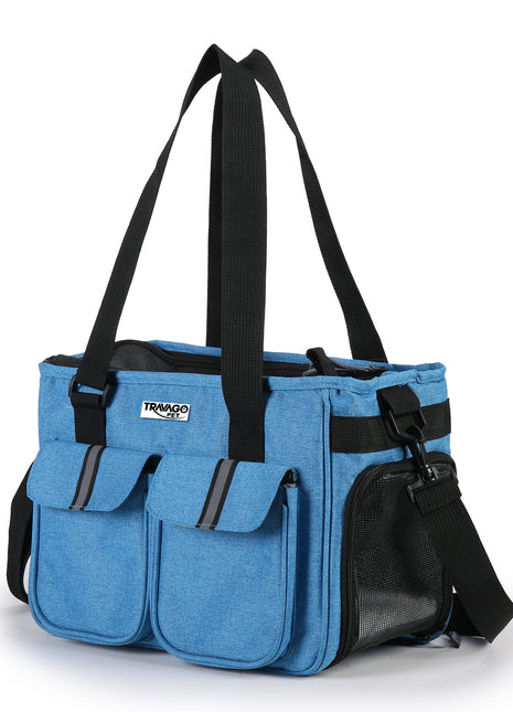 TRAVAGO PET Collapsible Airline Travel Pet Carrier Bag, Portable Small Animal Carrier, Blue, 16'' - Pup List