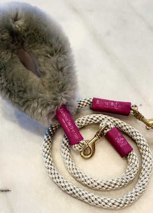 Bundle Shearling Fur Grip + Rope Leash for Dogs
