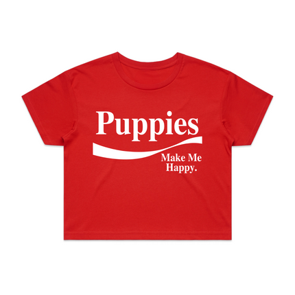 Enjoy Puppies Make Me Happy Crop Top | Gift for Dog Lovers