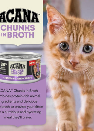 Acana Grain Free Chunks in Broth Kitten Chicken & Salmon Wet Cat Food (3oz)