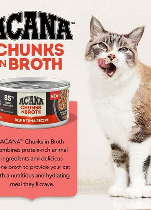 Acana Grain Free Chunks in Broth Beef & Tuna Wet Cat Food (3oz)