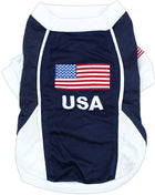 Parisian Pet 'Team USA' Dog & Cat Shirt – Embroidered USA Jersey, Perfect for Sports and Vacations – Red, White, and Blue