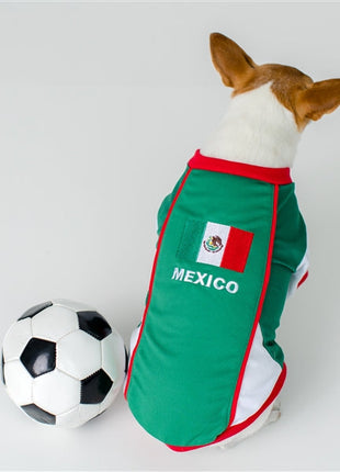 Parisian Pet 'Team Mexico' Dog & Cat T-Shirt – Patriotic Dog Shirt, Perfect for Soccer Fans – Red, White, Green