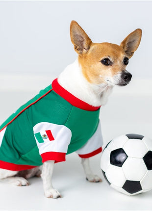 Parisian Pet 'Team Mexico' Dog & Cat T-Shirt – Patriotic Dog Shirt, Perfect for Soccer Fans – Red, White, Green
