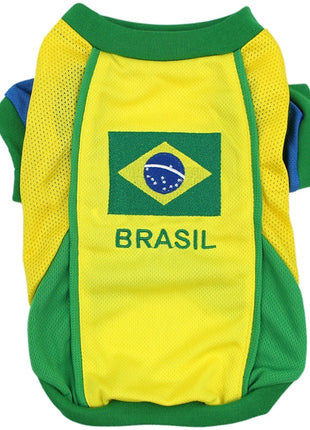 Parisian Pet 'Team Brazil' Dog & Cat Shirt – Embroidered Soccer Jersey, Comfortable & Stylish – Yellow Green