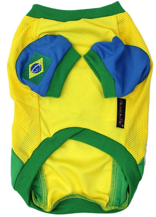 Parisian Pet 'Team Brazil' Dog & Cat Shirt – Embroidered Soccer Jersey, Comfortable & Stylish – Yellow Green