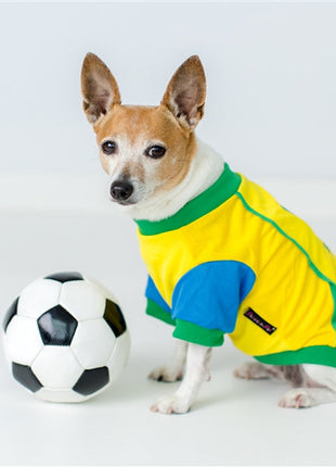 Parisian Pet 'Team Brazil' Dog & Cat Shirt – Embroidered Soccer Jersey, Comfortable & Stylish – Yellow Green