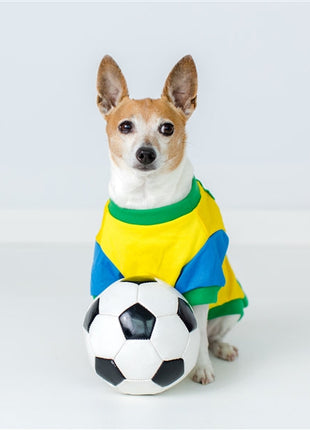 Parisian Pet 'Team Brazil' Dog & Cat Shirt – Embroidered Soccer Jersey, Comfortable & Stylish – Yellow Green