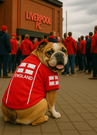 Parisian Pet 'Team England' Jersey for Dogs & Cats – England Flag-Inspired Pet Outfit, Soccer Fan Apparel for Dogs & Cats, White and Red