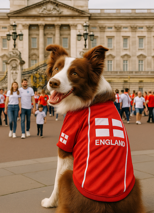Parisian Pet 'Team England' Jersey for Dogs & Cats – England Flag-Inspired Pet Outfit, Soccer Fan Apparel for Dogs & Cats, White and Red