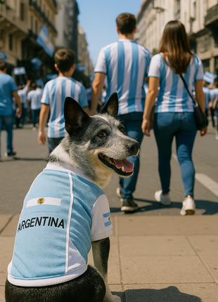 Parisian Pet 'Team Argentina' Jersey for Dogs & Cats – Perfect Soccer Fan Apparel, Blue and White