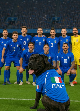 Parisian Pet 'Team Italy' Jersey for Dogs & Cats – Soccer Fan Apparel for Pets, Italy National Team Colors, Blue and White - Pup List
