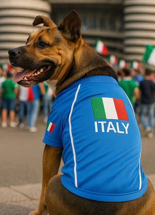 Parisian Pet 'Team Italy' Jersey for Dogs & Cats – Soccer Fan Apparel for Pets, Italy National Team Colors, Blue and White - Pup List
