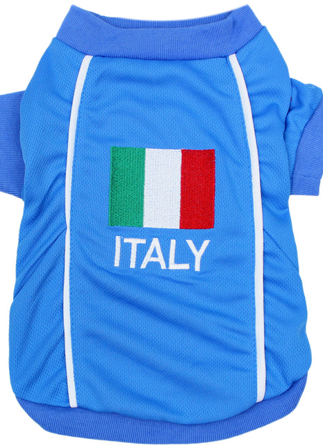 Parisian Pet 'Team Italy' Jersey for Dogs & Cats – Soccer Fan Apparel for Pets, Italy National Team Colors, Blue and White - Pup List