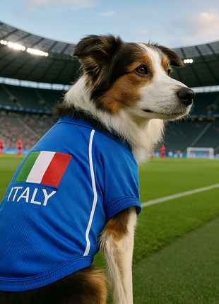 Parisian Pet 'Team Italy' Jersey for Dogs & Cats – Soccer Fan Apparel for Pets, Italy National Team Colors, Blue and White - Pup List