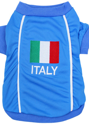 Parisian Pet 'Team Italy' Jersey for Dogs & Cats – Soccer Fan Apparel for Pets, Italy National Team Colors, Blue and White