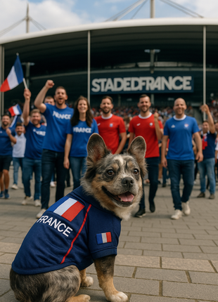 Parisian Pet 'Team France' Jersey - France National Team Pet Apparel, Dog Sports Jersey for Soccer Fans, World Cup Dog Shirt for Dogs & Cats, Blue - Pup List