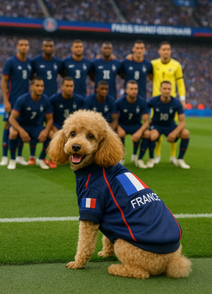 Parisian Pet 'Team France' Jersey - France National Team Pet Apparel, Dog Sports Jersey for Soccer Fans, World Cup Dog Shirt for Dogs & Cats, Blue - Pup List