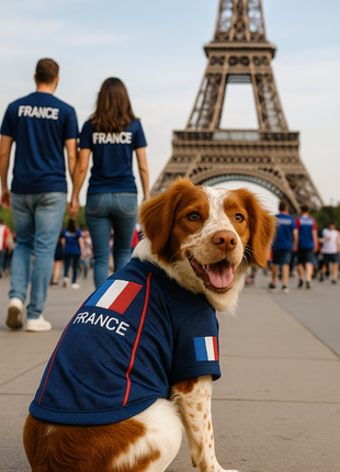 Parisian Pet 'Team France' Jersey - France National Team Pet Apparel, Dog Sports Jersey for Soccer Fans, World Cup Dog Shirt for Dogs & Cats, Blue - Pup List