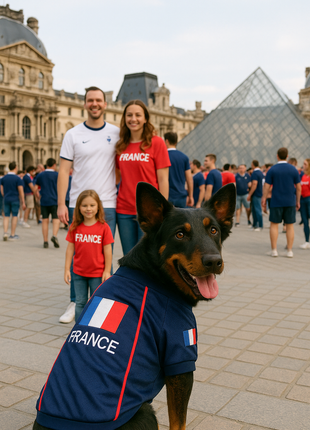 Parisian Pet 'Team France' Jersey - France National Team Pet Apparel, Dog Sports Jersey for Soccer Fans, World Cup Dog Shirt for Dogs & Cats, Blue - Pup List