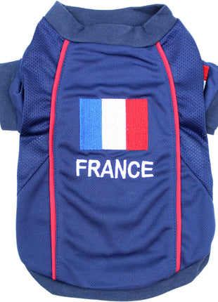 Parisian Pet 'Team France' Jersey - France National Team Pet Apparel, Dog Sports Jersey for Soccer Fans, World Cup Dog Shirt for Dogs & Cats, Blue - Pup List