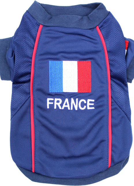 Parisian Pet 'Team France' Jersey - France National Team Pet Apparel, Dog Sports Jersey for Soccer Fans, World Cup Dog Shirt for Dogs & Cats, Blue - Pup List